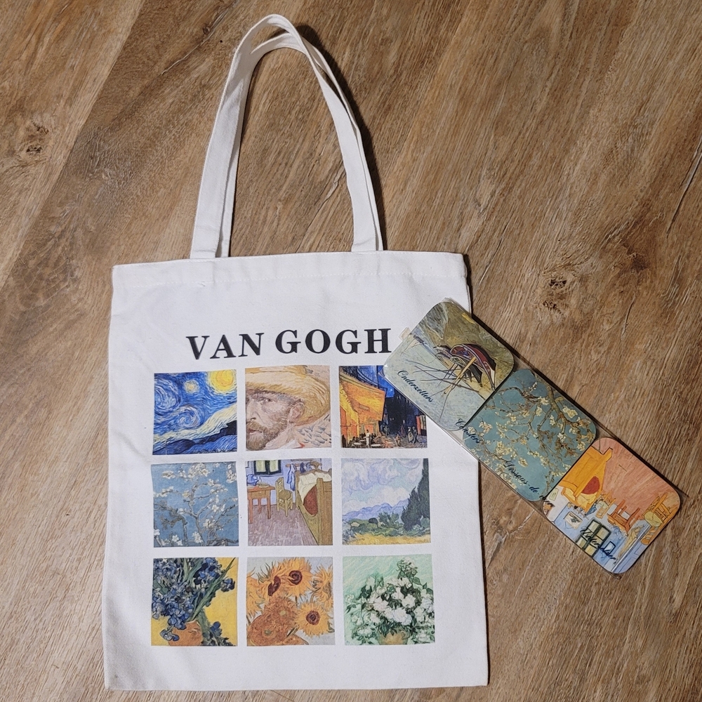 Van Gogh Art Tote Bag with set of six coasters.